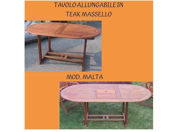 TAVOLO OVALE ALLUNGABILE MALTA IN LEGNO TEAK MASSELLO THAILANDESE 